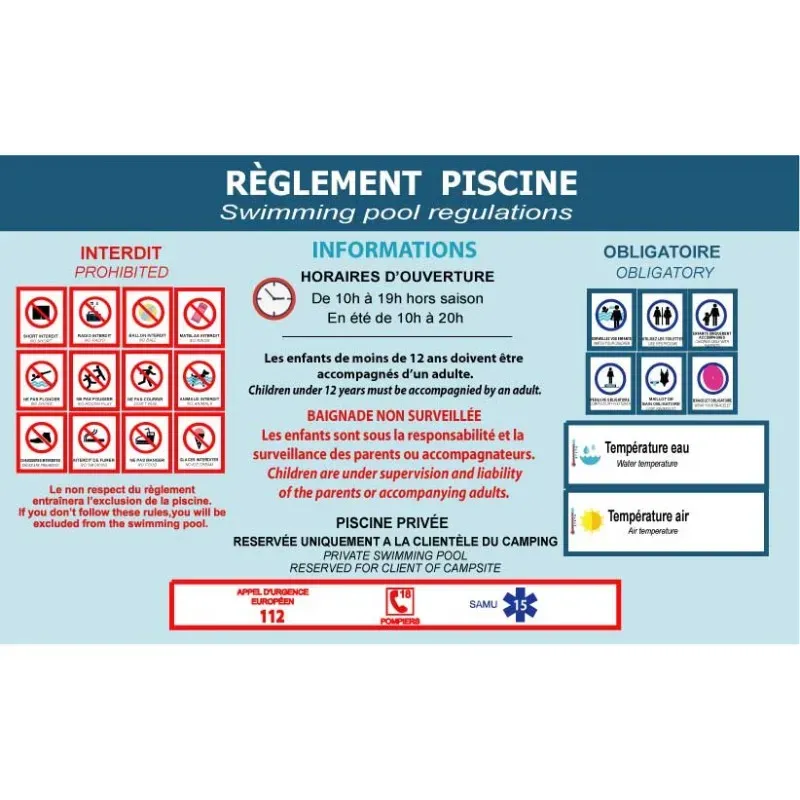 Panneau pour piscine